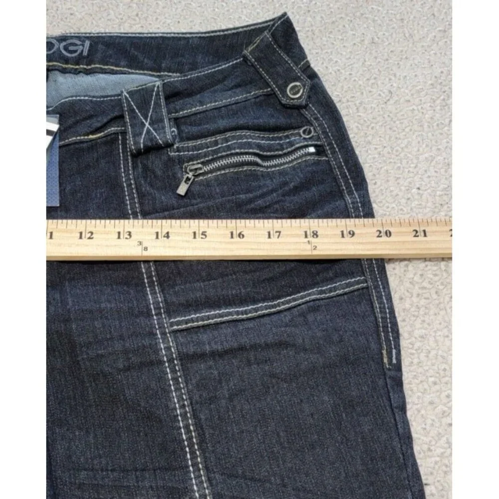 Coogi Women's Skinny Jeans Denim Faux Leather Pocket Blue Size 14W NEW with Tags